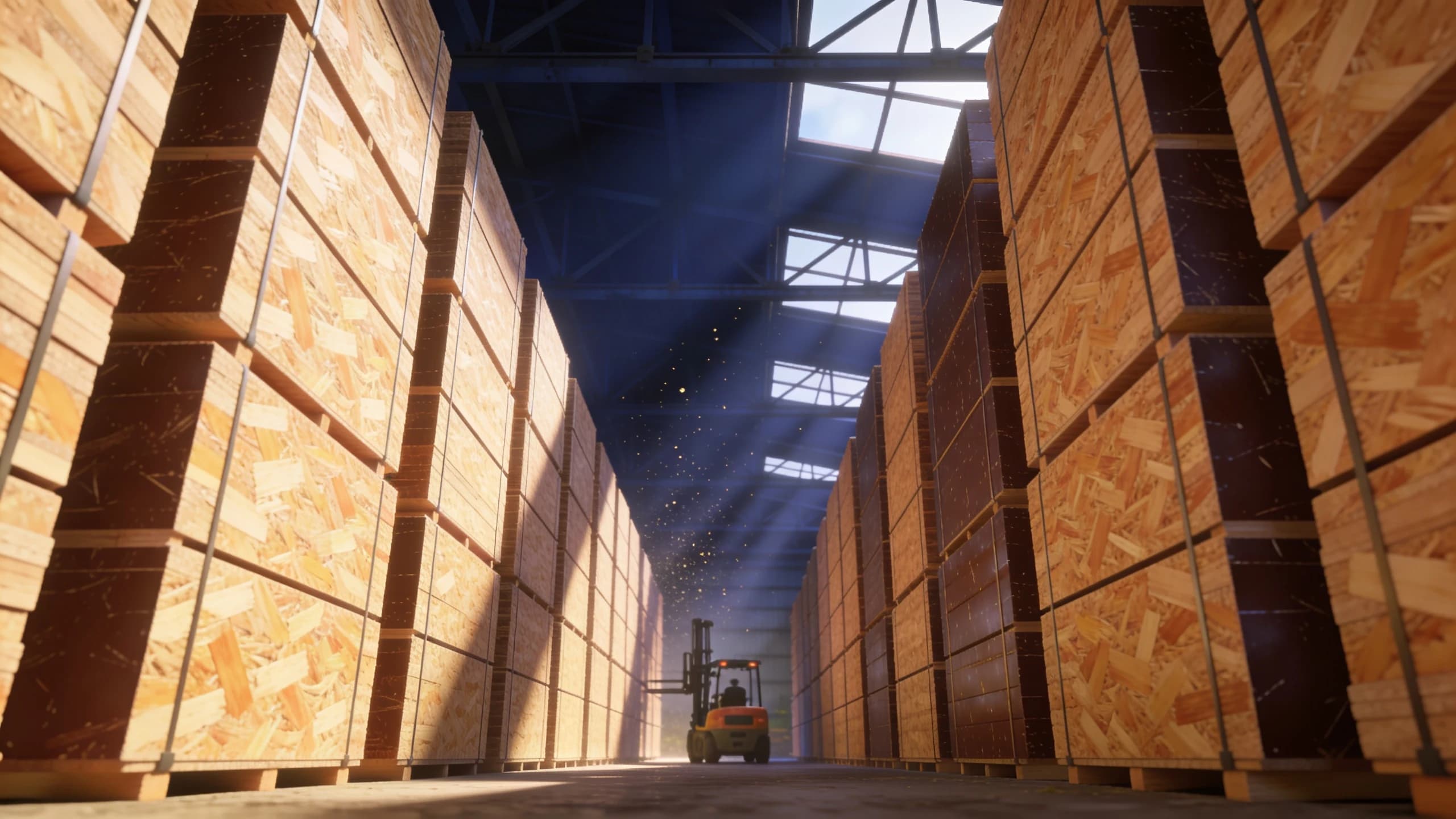 Birch plywood warehouse